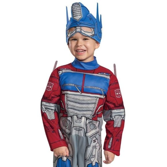 Toddler Transformers Optimus Prime Halloween Costume 3T/4T Muscle Jumpsuit, Mask - Picture 3 of 8